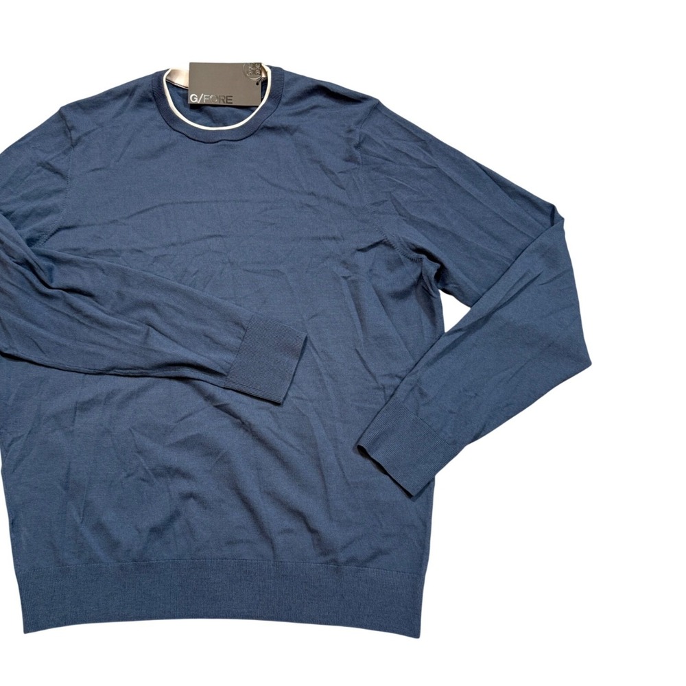 G/FORE long sleeve shirt Mens large Slate Blue Crewneck Golf Knit Pullover NWT